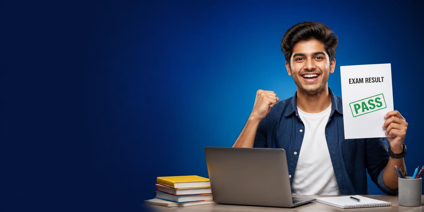 Student celebrating exam success